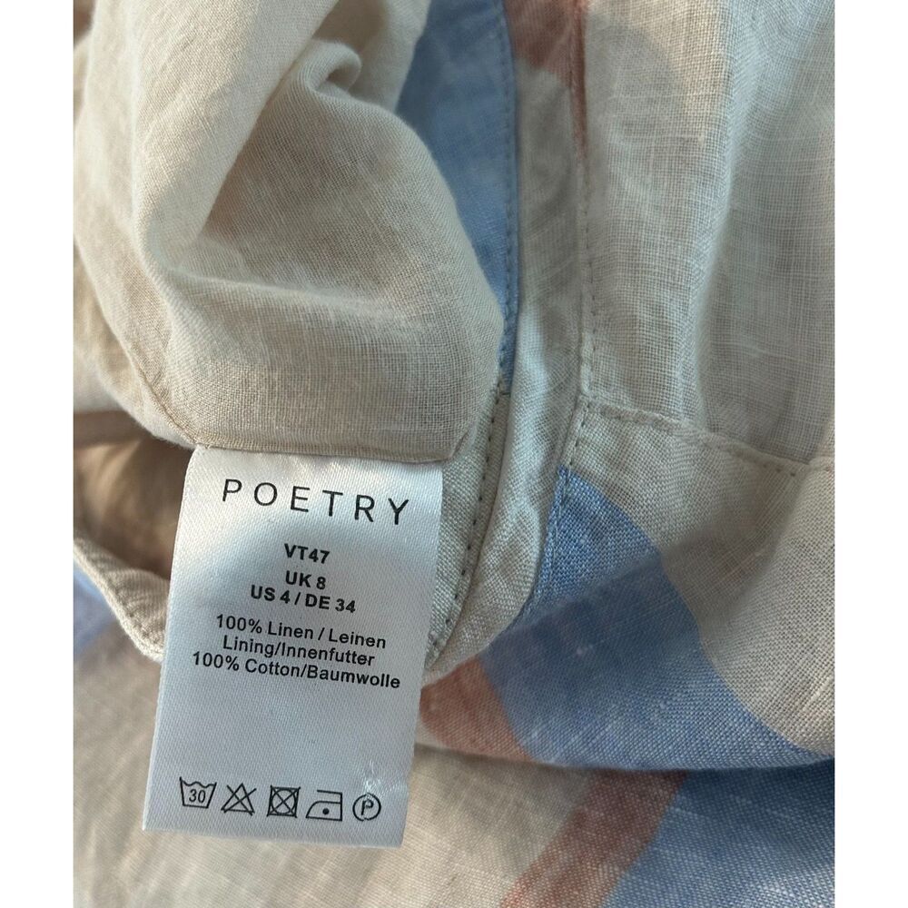 Poetry Skirt Striped Linen Faux Wrap Summer A-Line Skirt Size 4 Tan - Picture 5 of 7